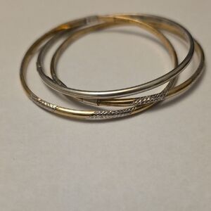 VINTAGE BANGLE GOLD & SILVER SET OF 3